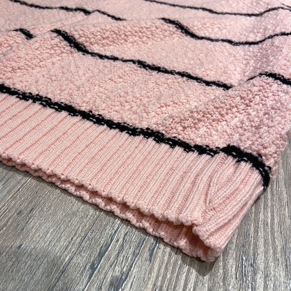 Vintage Turtle Bay Pink Black Striped Crew Neck Short Sleeve Sleeveless Sweater - Picture 10 of 13